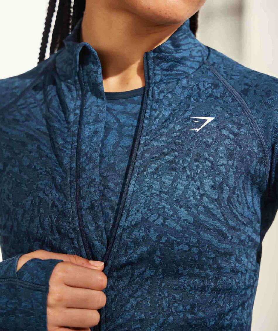 Correr Con Capucha Gymshark Adapt Animal Zip Through Mujer Azul Marino | CO 2589RVD